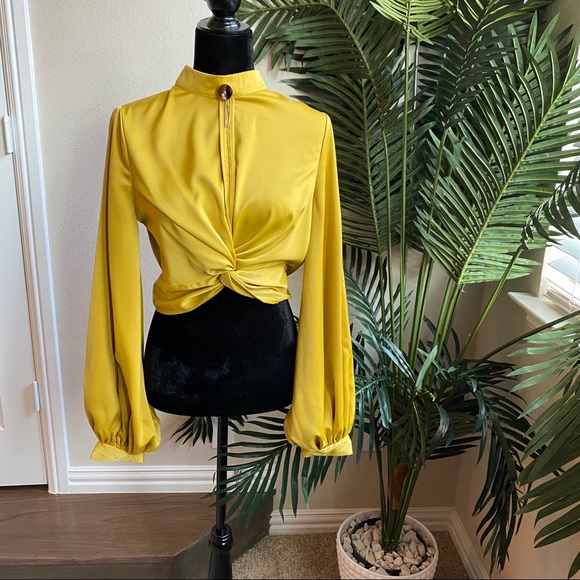 Tops - Mustard, silk long sleeved blouse ✨